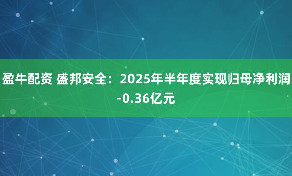 盈牛配资 盛邦安全：2025年半年度实现归母净利润-0.36亿元